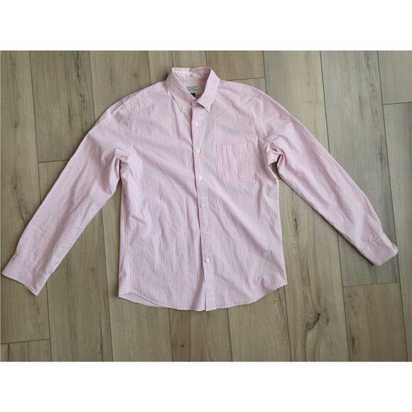 J. Crew Other - J.Crew Slim Secret Wash Shirting Stretch Pink Check Button Down Shirt Men Sz M